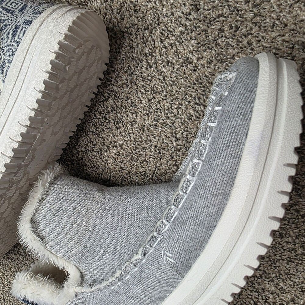 Hey Dude Camden Brushed Cozy Boots Size 9 Gray Slip Aztec Winter Blue EUC - Picture 7 of 12